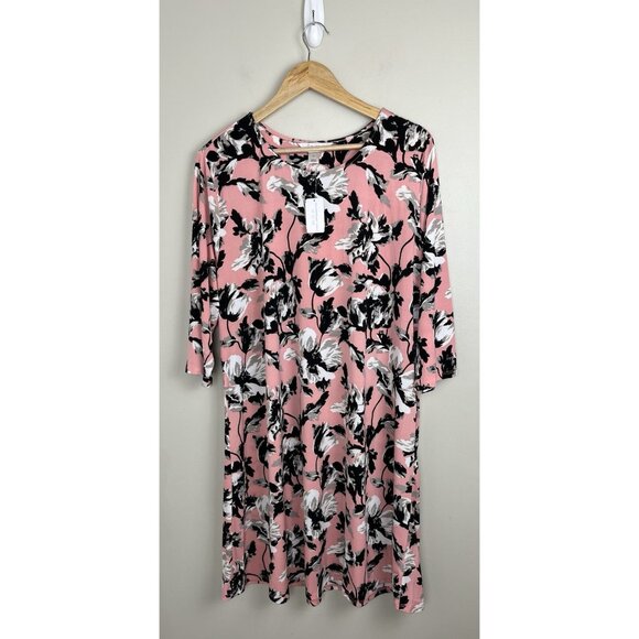 CJ Banks‎ Women's Knee Length Dress Pink Floral Sz 2XL NWT - Picture 1 of 7
